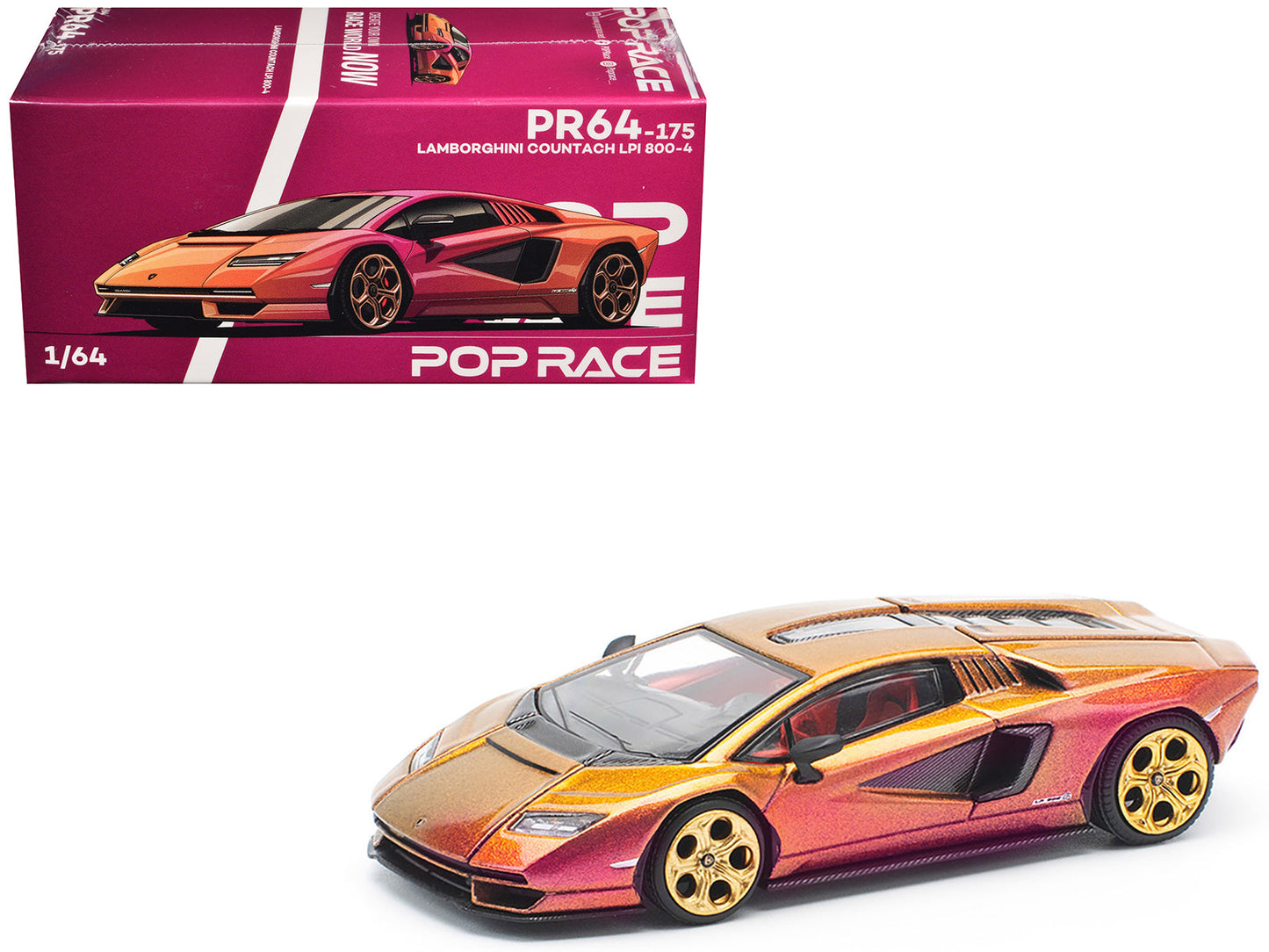 Lamborghini Countach LPI 800-4 Blu Hal Metallic 1/64 Diecast Model Car by Pop Race  free shipping USA