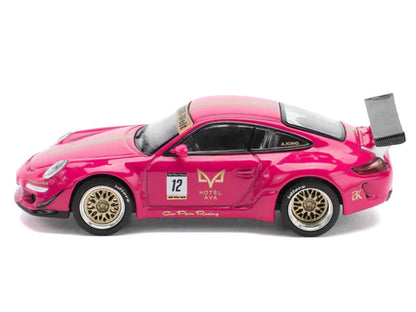 RWB 997 #12 "Hotel Ava" Pink Metallic 1/64 Diecast Model Car by Pop Race