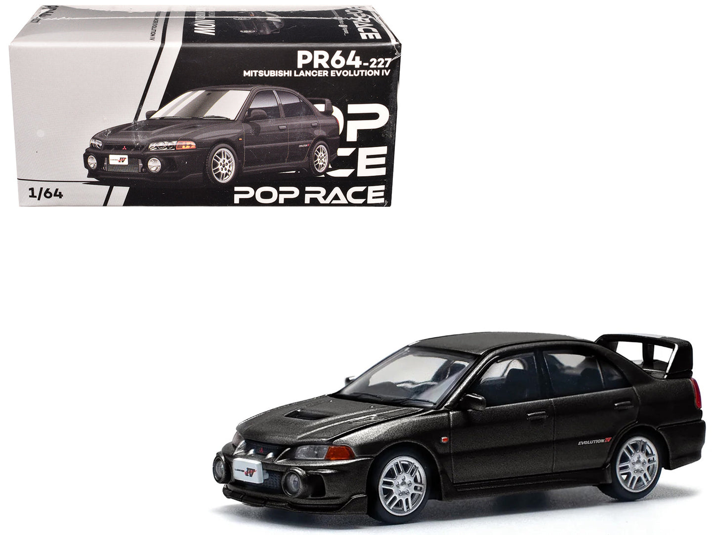 Mitsubishi Lancer Evolution IV RHD (Right Hand Drive) Pyrenees Black Pearl 1/64 Diecast Model Car by Pop Race  free shipping USA