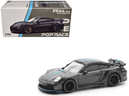 992 Stinger GTR Carbon Edition with Blue Stripe 1/64 Diecast Model Car by Pop Race  free shipping USA