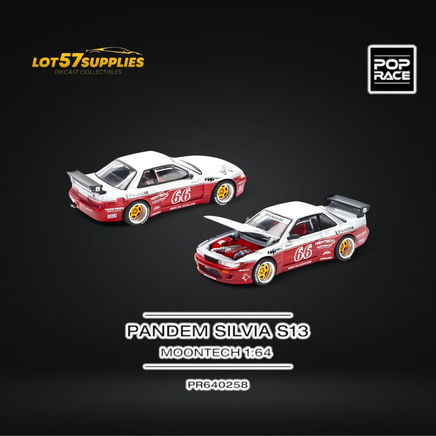 (Pre-Order) PopRace PANDEM SILVIA S13 - MOONTECH RED