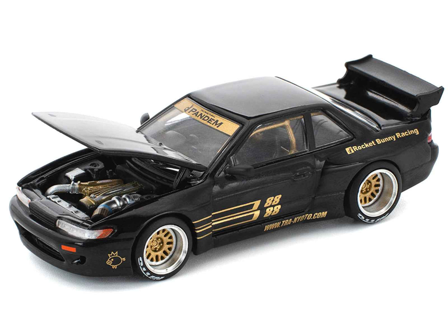 Pandem S13 RHD (Right Hand Drive) Black with Gold Accents 1/64 Diecast Model Car by Pop Race