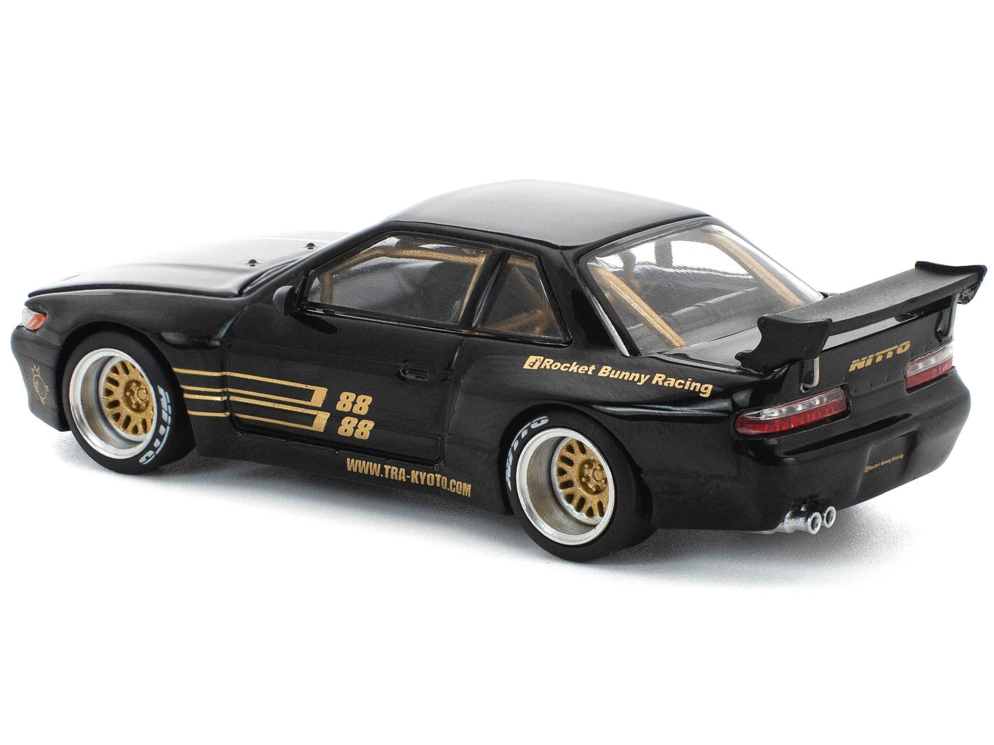 Pandem S13 RHD (Right Hand Drive) Black with Gold Accents 1/64 Diecast Model Car by Pop Race