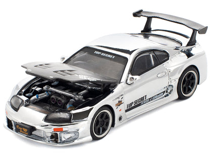 Toyota Supra "Top Secret" GT300 RHD (Right Hand Drive) Silver Chrome 1/64 Diecast Model Car by Pop Race