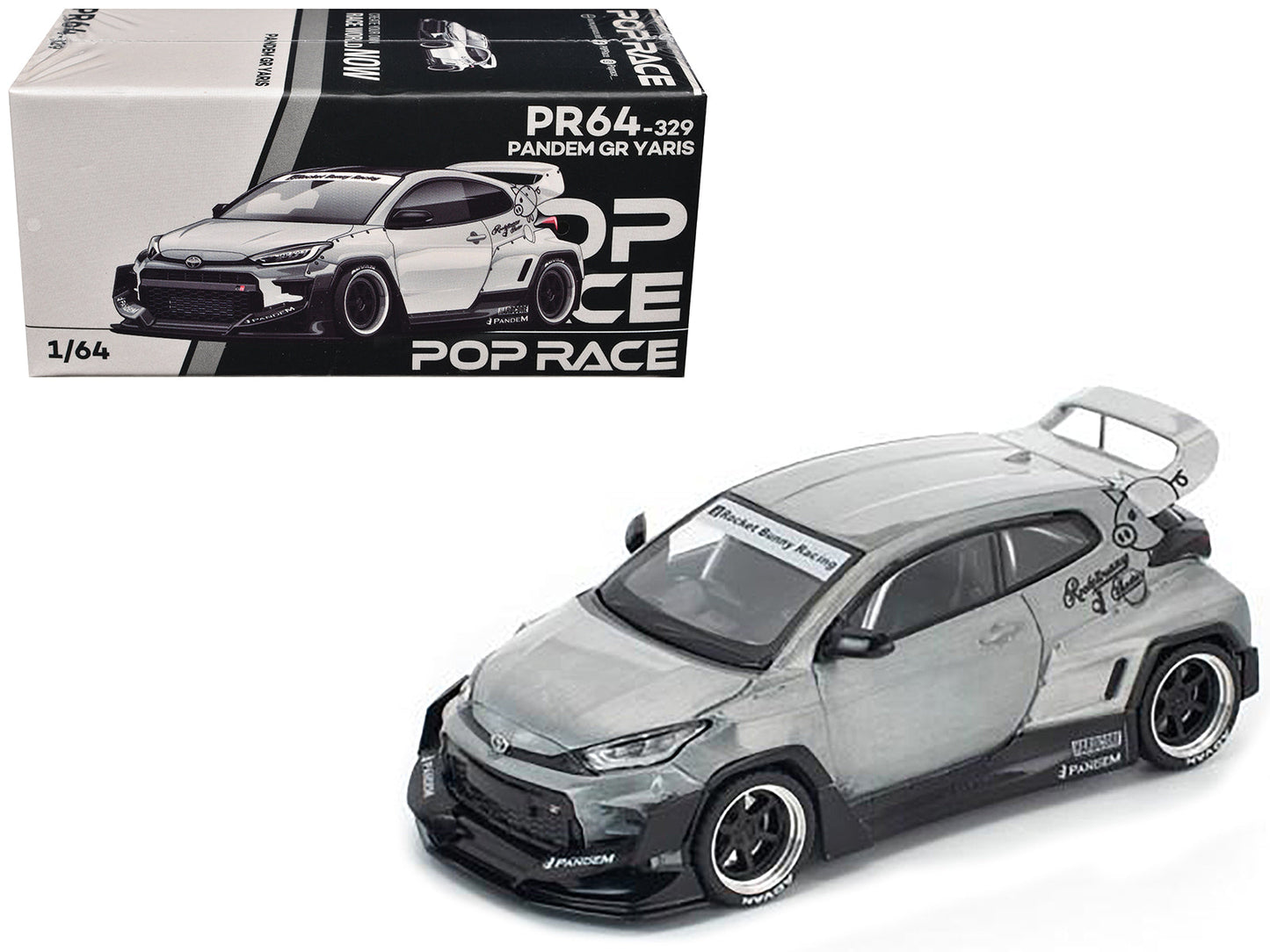 Toyota "Pandem" GR Yaris RHD (Right Hand Drive) Raw Metal 1/64 Diecast Model Car by Pop Race  free shipping USA