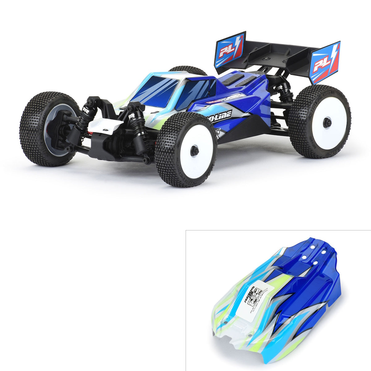Pro-Line 1/14 Pre-Cut/Pre-Painted Axis Jagged (White/Blue) Body: Typhon GROM