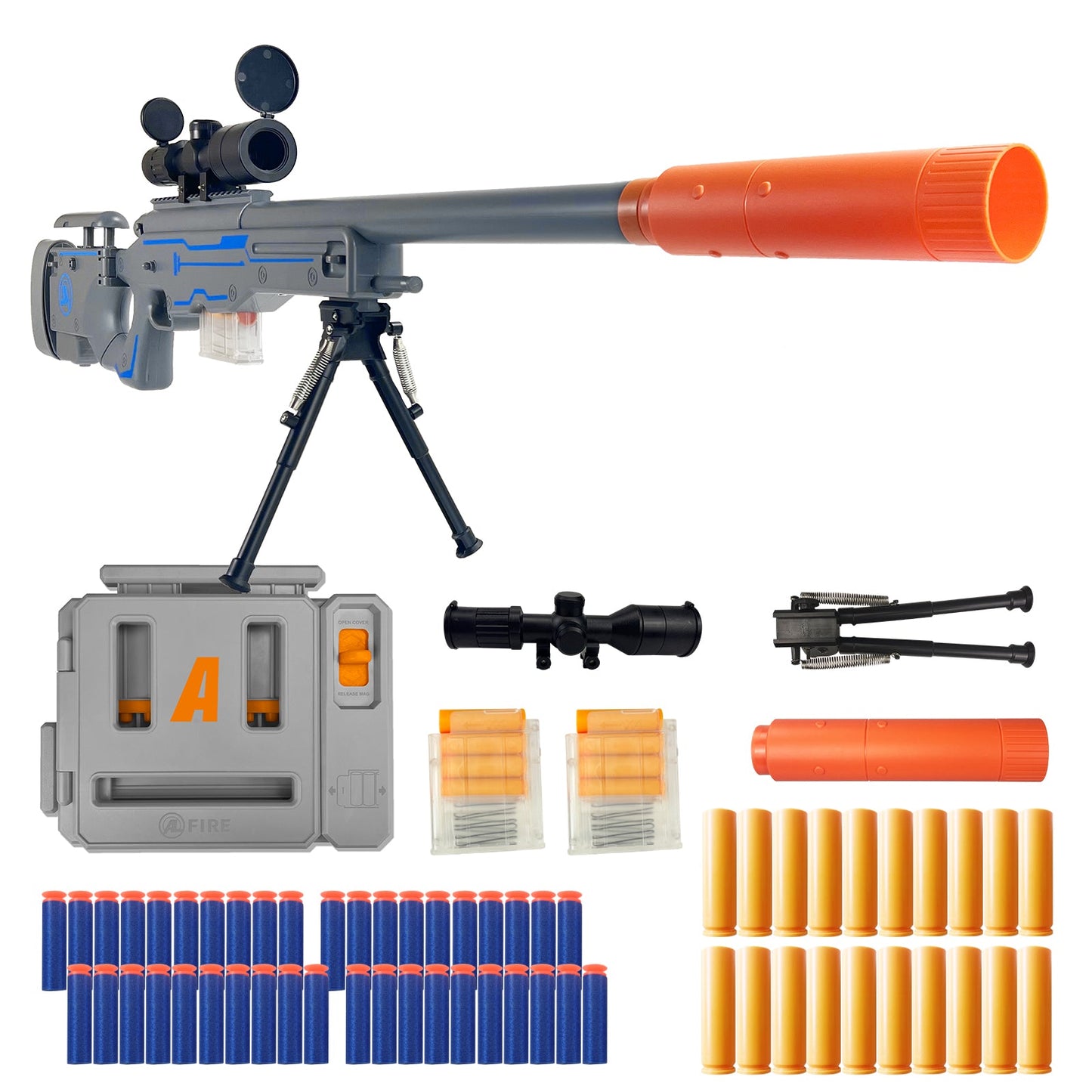 AWM Tactical Sniper Blaster – Foldable Stock Foam Dart Rifle for Backyard Battles
