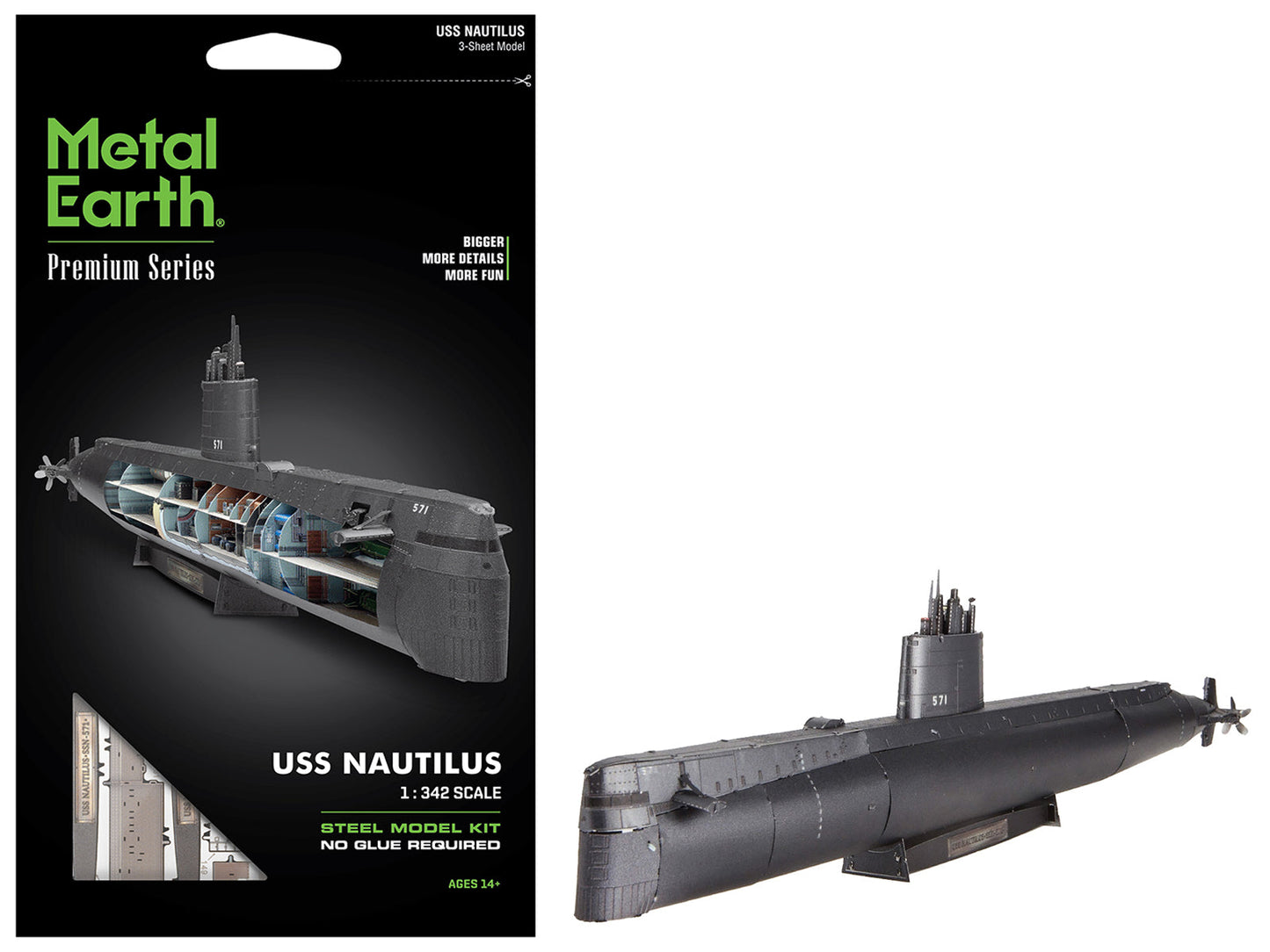 Model Kit USS Nautilus (SSN-571) Submarine "United States Navy" (Challenging Difficulty) Steel Model by Metal Earth  free shipping USA