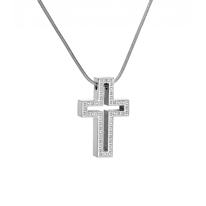 PT098W B.Tiff Lumière Cross Pendant by B.Tiff New York