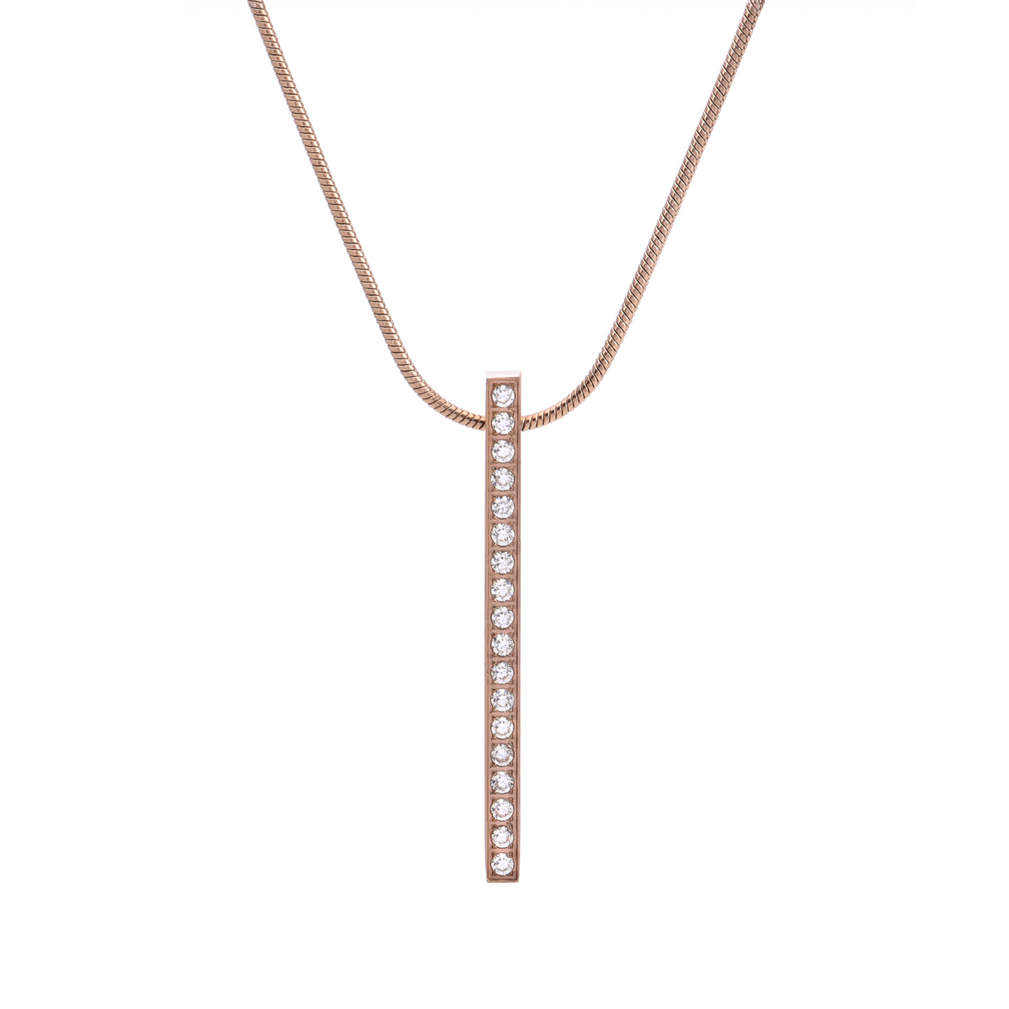 PT107RG B.Tiff Rose Gold 18-Stone Bar Pendant by B.Tiff New York