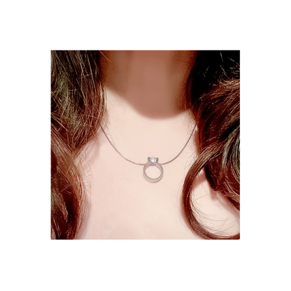 PT117W B.Tiff 1 CT Tension Ring Pendant Necklace by B.Tiff New York