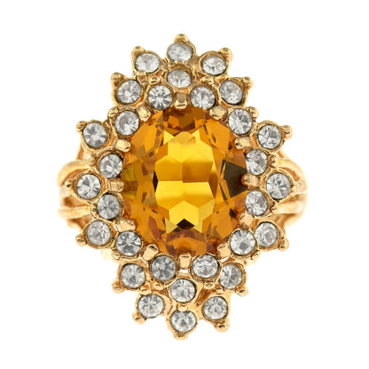 Vintage Women's Austrian Crystal Cocktail Ring 18k Gold Electroplated Birthstone Ring for Women by PVD Vintage Jewelry