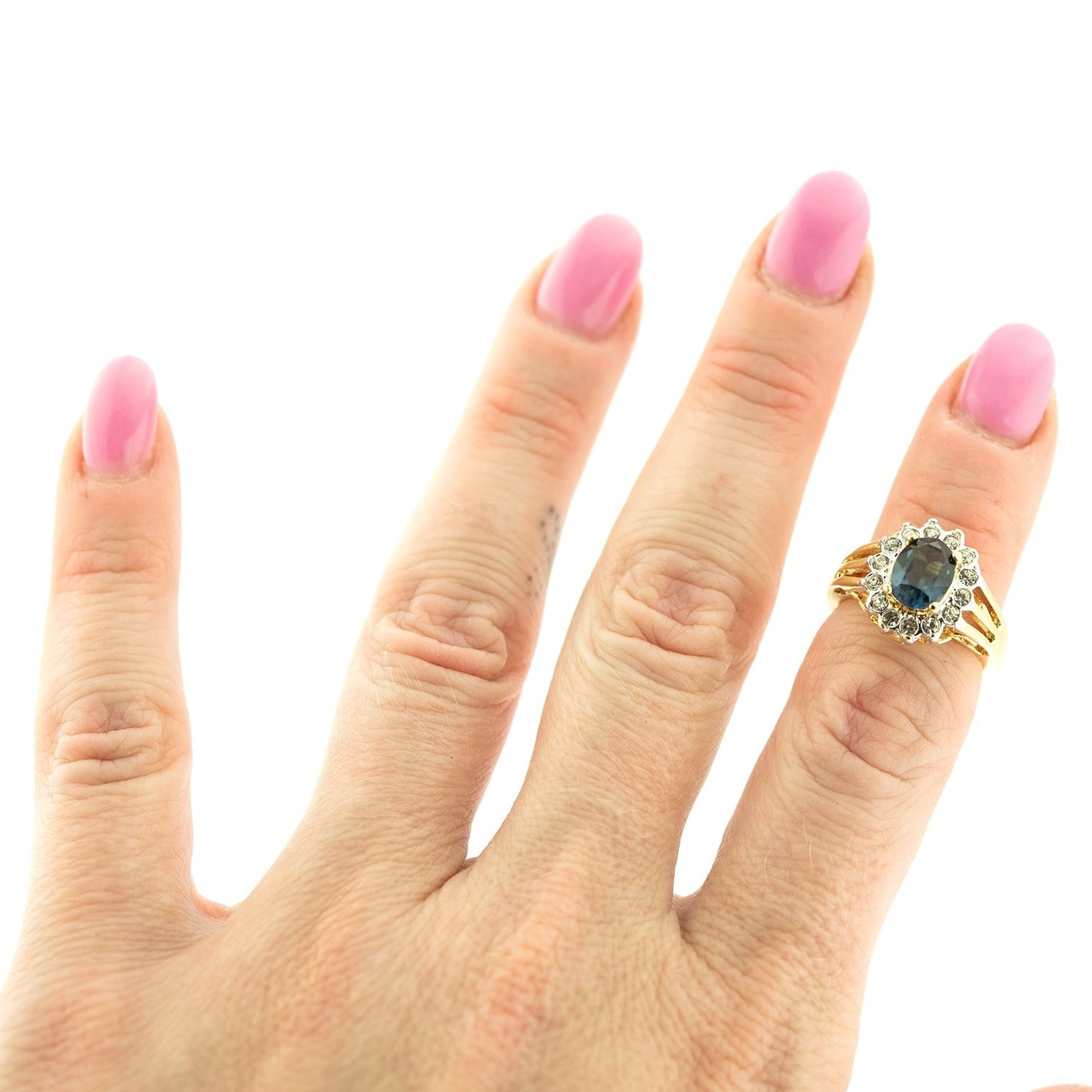 Vintage Jewelry Genuine Stone or Crystal Surrounded by Clear Austrian Crystals Ring Made in the USA by PVD Vintage Jewelry