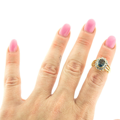Vintage Jewelry Genuine Stone or Crystal Surrounded by Clear Austrian Crystals Ring Made in the USA by PVD Vintage Jewelry