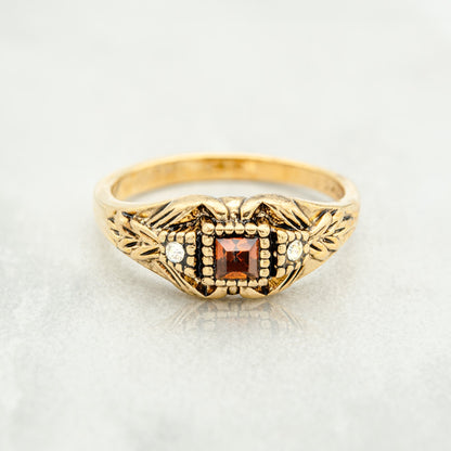 Vintage 1980's Ring Austrian Crystal 18k Antique YellwoWhite Gold Electroplated Made in the USA by PVD Vintage Jewelry