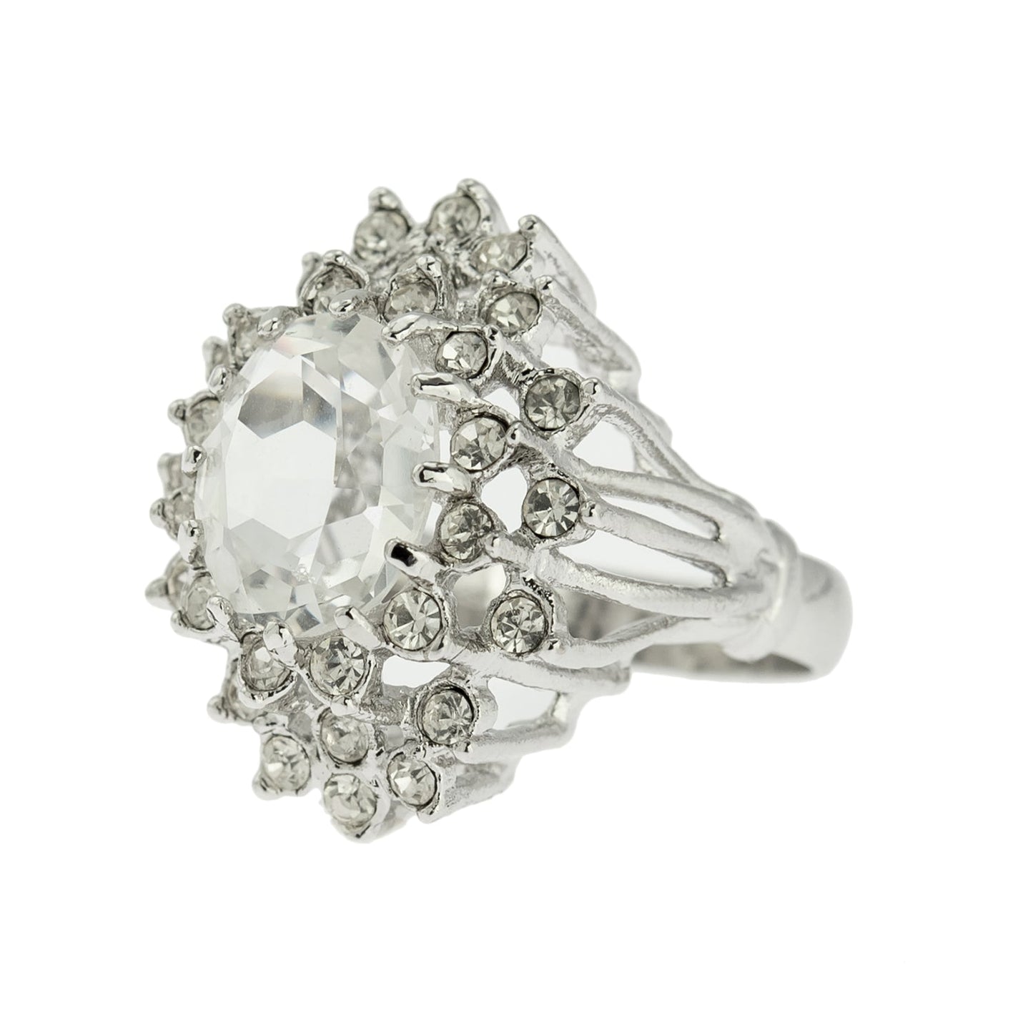 Vintage Women's Austrian Crystal Cocktail Ring 18k Gold Electroplated Birthstone Ring for Women by PVD Vintage Jewelry