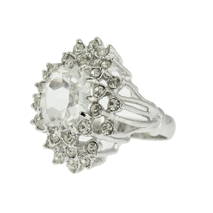 Vintage Women's Austrian Crystal Cocktail Ring 18k Gold Electroplated Birthstone Ring for Women by PVD Vintage Jewelry