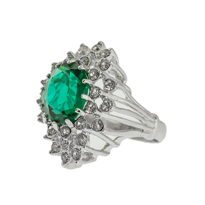 Vintage Women's Austrian Crystal Cocktail Ring 18k Gold Electroplated Birthstone Ring for Women by PVD Vintage Jewelry