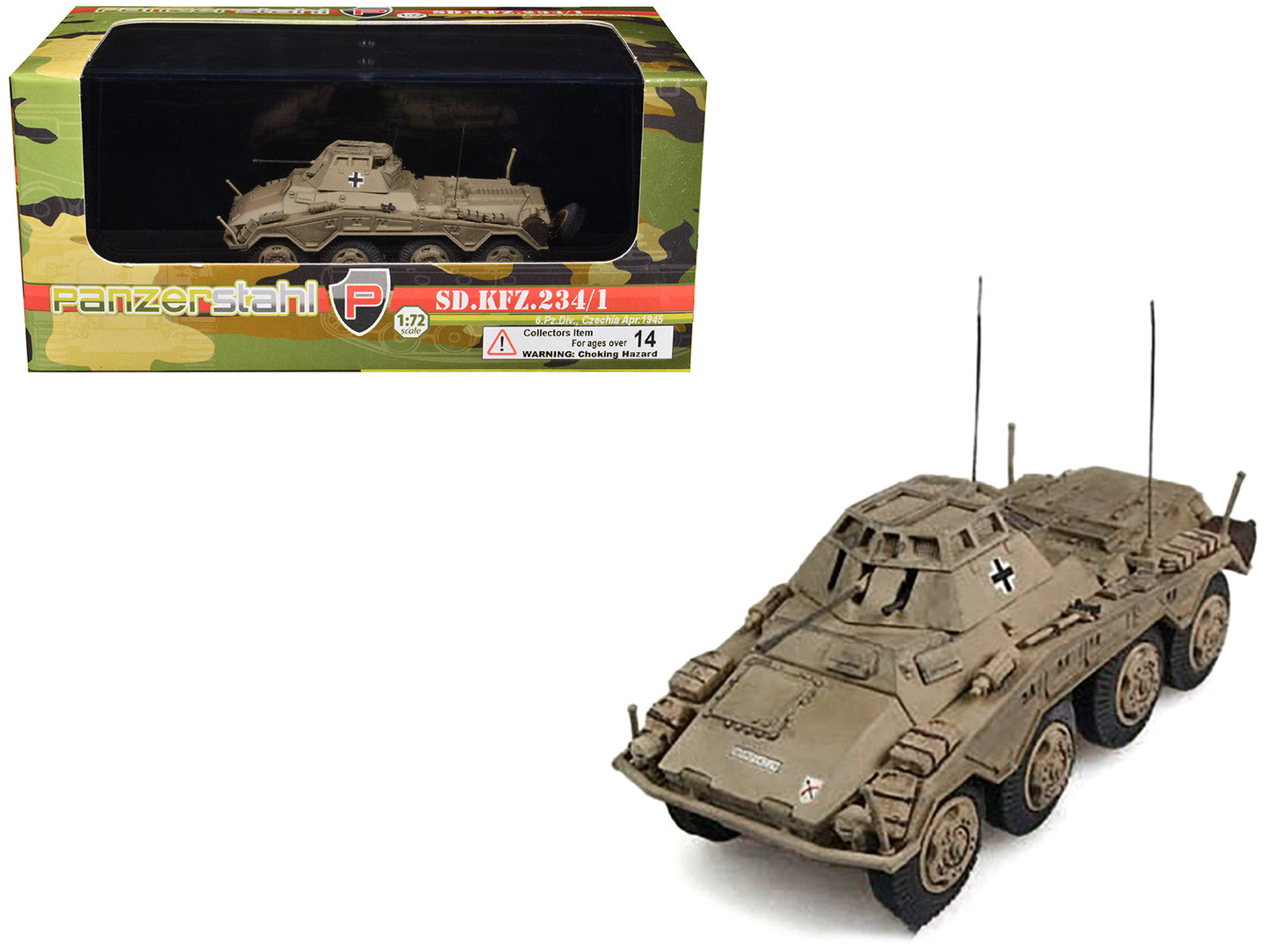 Sd.Kfz. 234/1 Armored Vehicle "6th Panzer Division Czechoslovakia" (1945) German Army 1/72 Diecast Model by Panzerstahl  free shipping USA