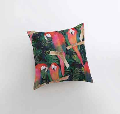 Parrots | Bird | Pillow Cover | Tropical | Beach Decor | Coastal Decor | Home Decor | Jungle Decor | Bedroom Decor | Living Room Decor by UniikPillows