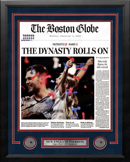 New England Patriots Super Bowl LIII Champions Framed Boston Globe Photo