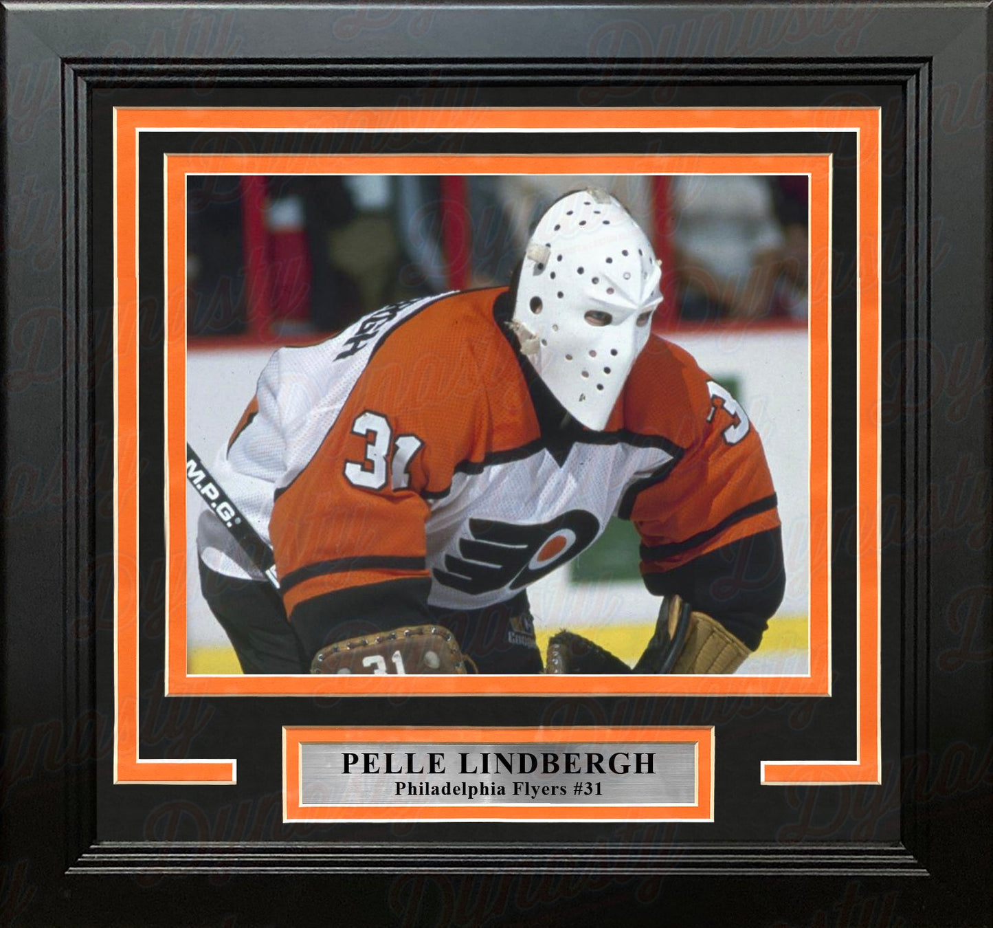 Pelle Lindbergh in Action Philadelphia Flyers Framed Hockey Photo