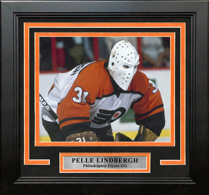 Pelle Lindbergh in Action Philadelphia Flyers Framed Hockey Photo