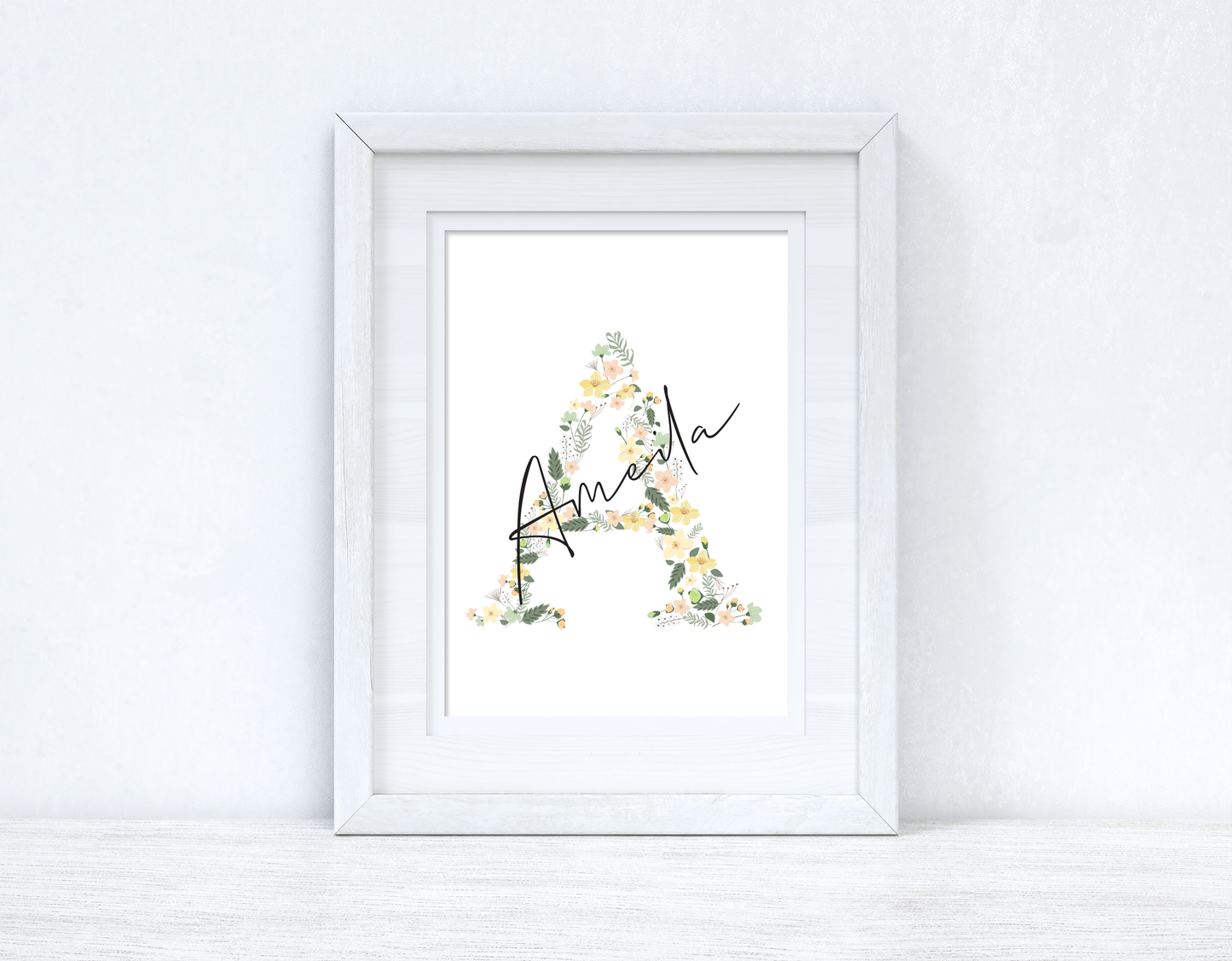 Personalised Spring Floral Initial & Name Spring Seasonal Wall Home Decor Print by WinsterCreations™ Official Store