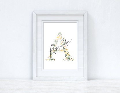 Personalised Spring Floral Initial & Name Spring Seasonal Wall Home Decor Print by WinsterCreations™ Official Store