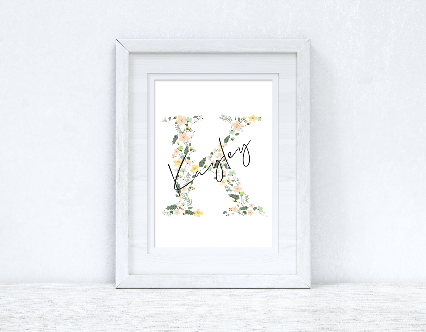 Personalised Spring Floral Initial & Name Spring Seasonal Wall Home Decor Print by WinsterCreations™ Official Store