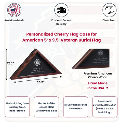 American Flag Display Case for Funeral Burial Flag Shadow Box