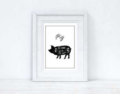 Pig Pork Cuts Simple Cool Kitchen Farmhouse Wall Decor Print by WinsterCreations™ Official Store
