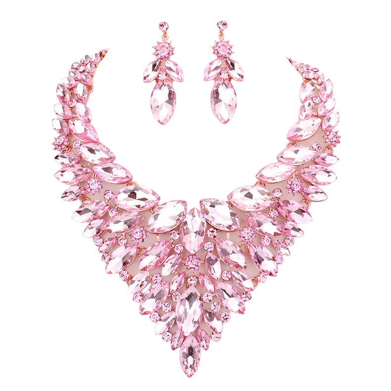 Marquise Stone Cluster Statement Evening Necklace by Madeline Love