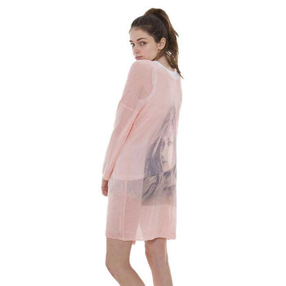 Solid Portrait Print on Back Cardigan by Madeline Love