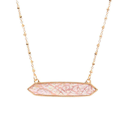 Trendy Patterned Hexagon Pendant Necklace by Madeline Love