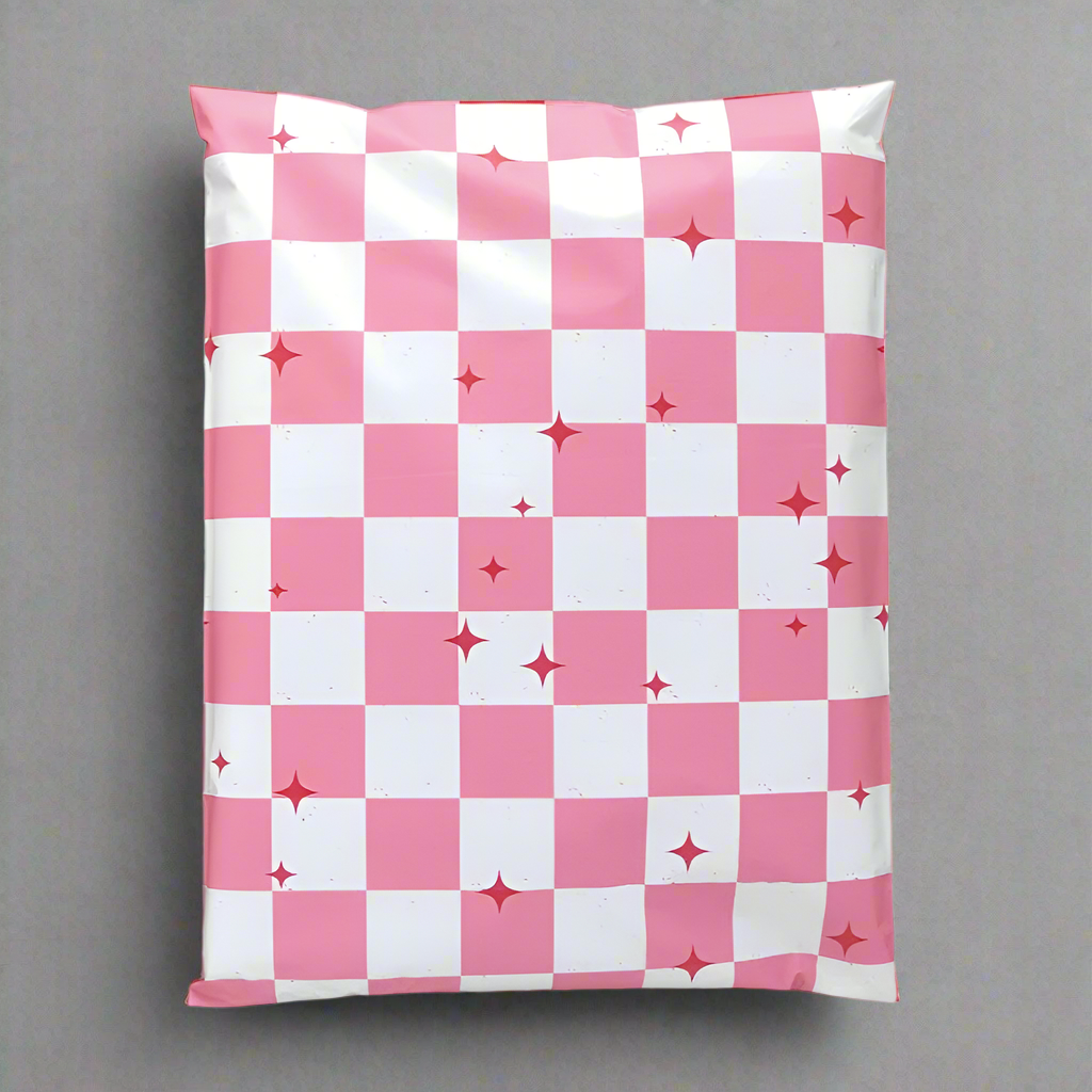Pink Plaid Poly Mailers Size 10x13 Colorful Shipping Bags