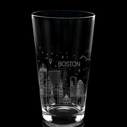 CITY SKYLINES Pint Glasses by LumEngrave