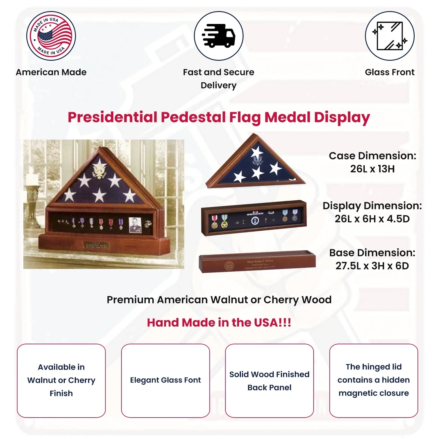 Presidential Pedestal Flag Medal Display.