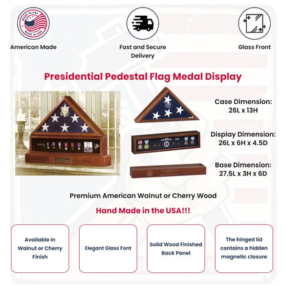 Presidential Pedestal Flag Medal Display - Cherry.