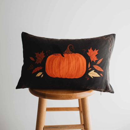 Primitive Orange Fall Pumpkin Lumbar Pillow Cover | 18x12 Thanksgiving Décor | Fall Decor | Room Decor | Decorative Pillows | Gift for her by UniikPillows