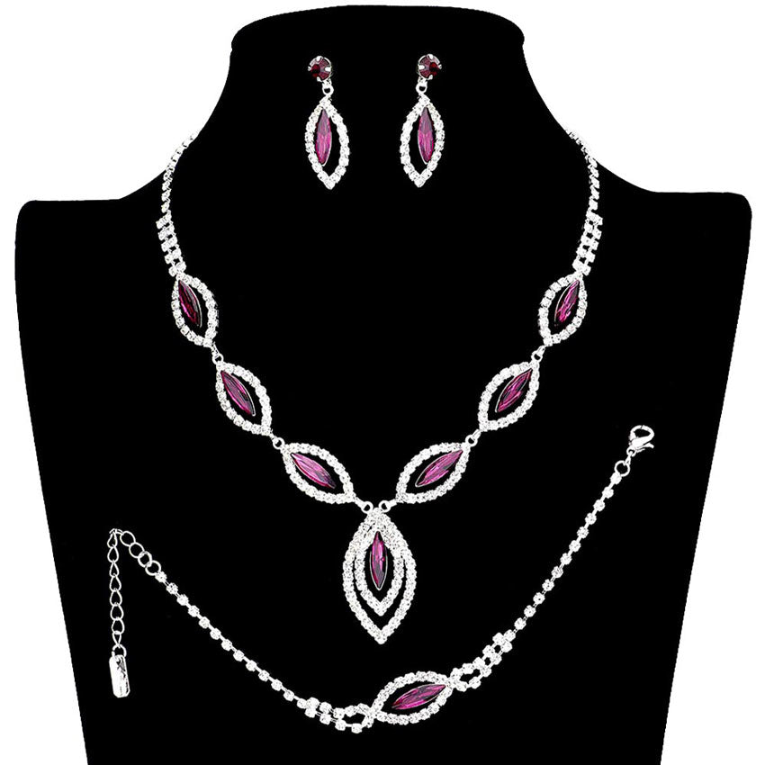 Marquise Rhinestone Necklace Jewelry Set by Madeline Love