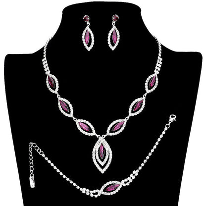 Marquise Rhinestone Necklace Jewelry Set by Madeline Love