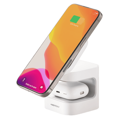 Ventev 15W Qi2 Wireless Charging Cube 2-in-1 White by Ventev