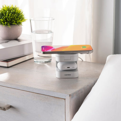 Ventev 15W Qi2 Wireless Charging Cube 2-in-1 White by Ventev
