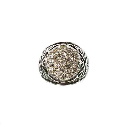 Vintage Men's Ring Clear Austrian Crystals 18k White or Yellow Gold Electroplated Made in USA by PVD Vintage Jewelry