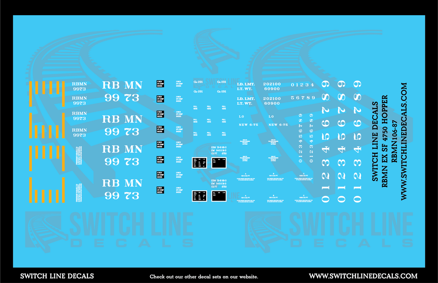 HO Scale Reading Blue Mountain & Northern EX SF 4750 Hopper Decal Set