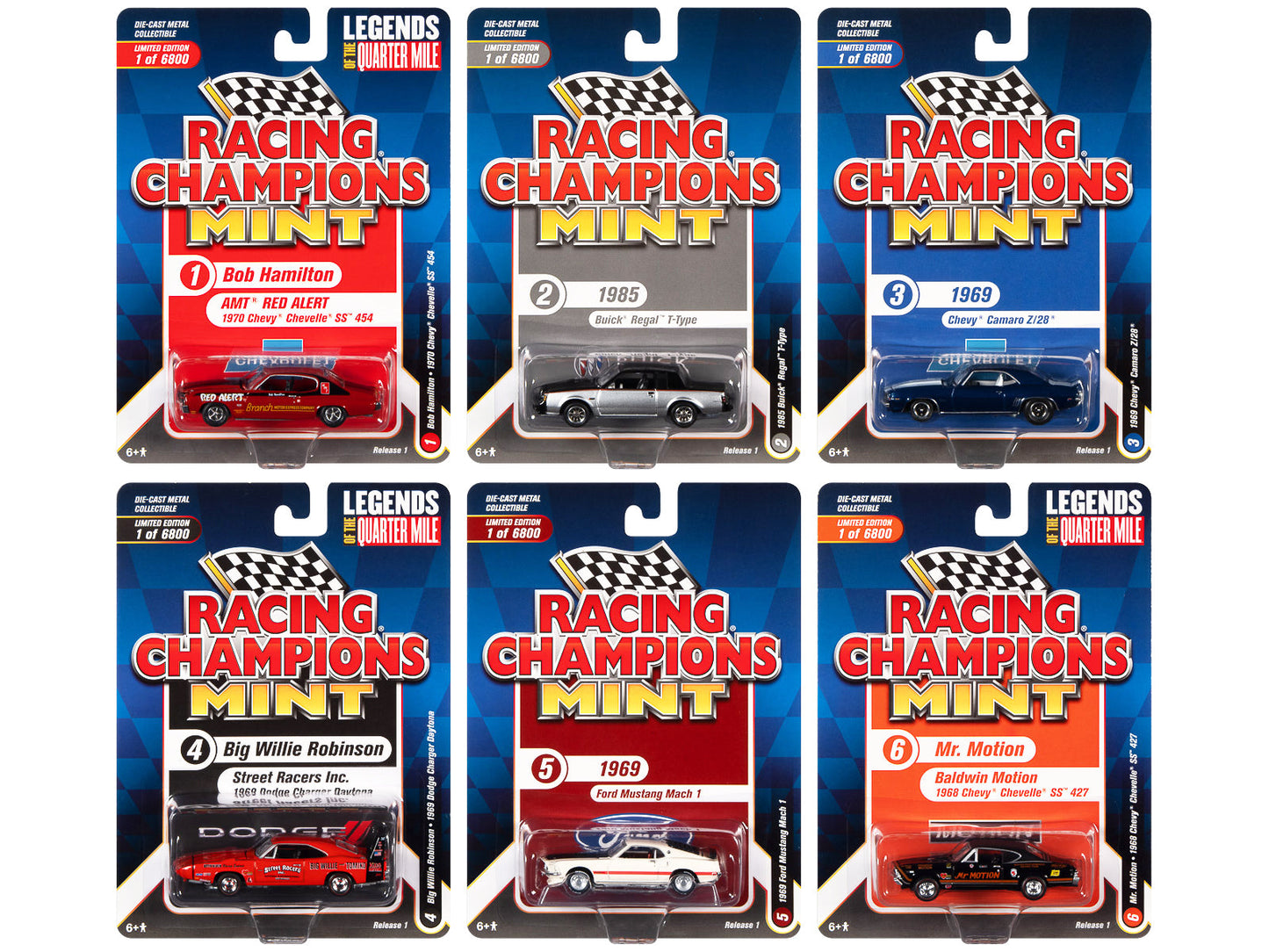 "Racing Champions Mint 2022" Set of 6 Cars Release 1 1/64 Diecast Model Cars by Racing Champions  free shipping USA