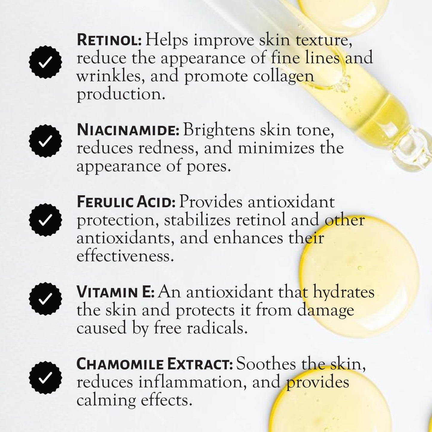 Market Fresh Beauty Retinol Repair & Firm Serum with Niacinamide, Glycolic, Ferulic Acid | Fragrance-Free | 2 fl oz by  Los Angeles Brands