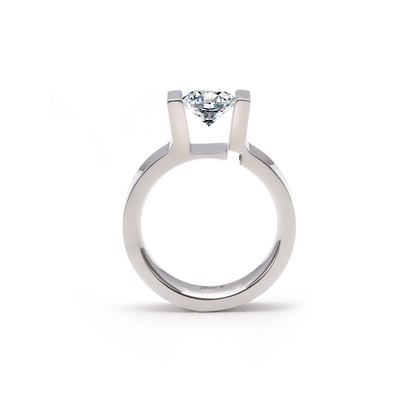 RG074MW B.Tiff Tension 1 ct Moissanite Round Solitaire Engagement Ring by B.Tiff New York
