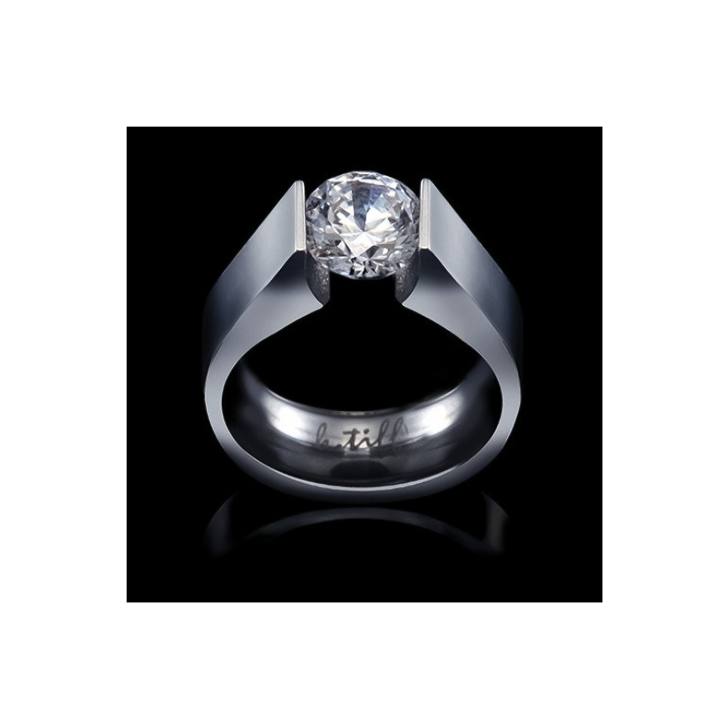 RG093MW B.Tiff 2 ct Moissanite Round Solitaire Engagement Ring by B.Tiff New York